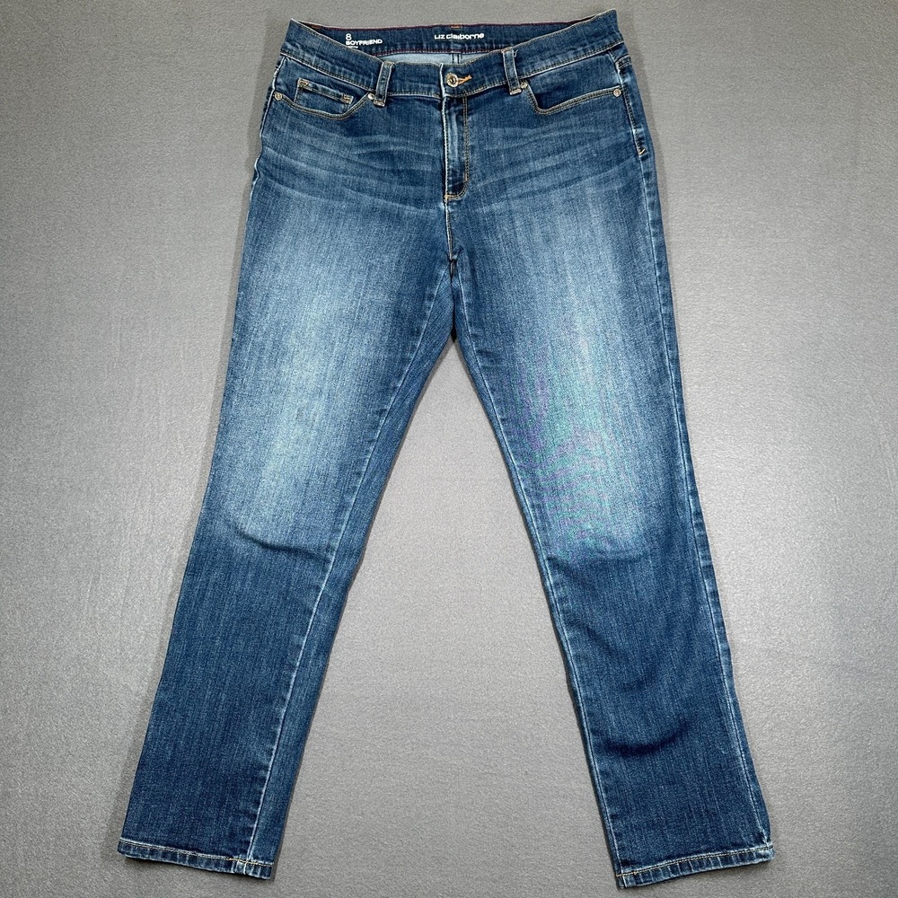Liz Claiborne Jeans Womens 8 Blue Denim Stretch Boyfriend Skinny‎ Leg Casual